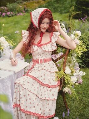 NEW LaceMade Red Hood Maiden Dress Size S